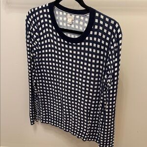 J. Crew Navy and White Grid Sweater